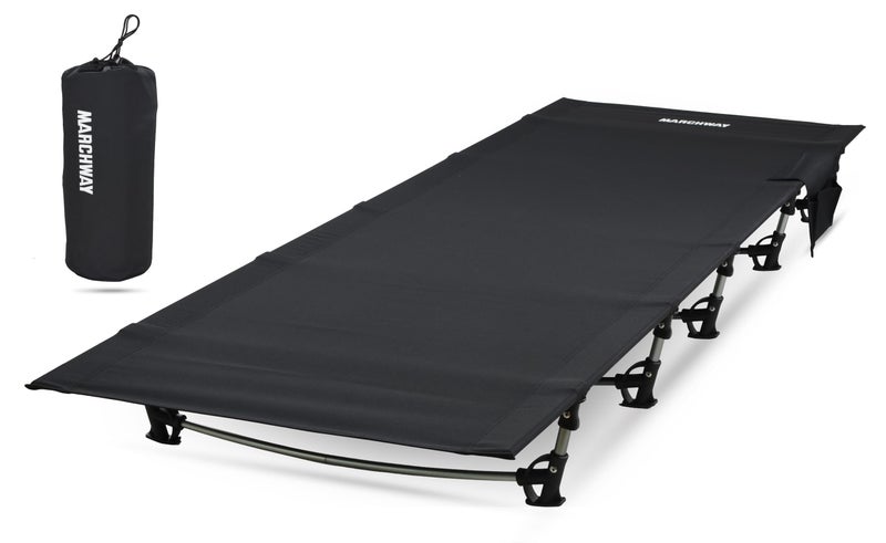 MARCHWAY Ultralight Folding Tent Camping Cot Bed, Portable Compact for Outdoor Travel, Base Camp, Hiking, Mountaineering, Lightweight Backpacking (Black) - Image 1